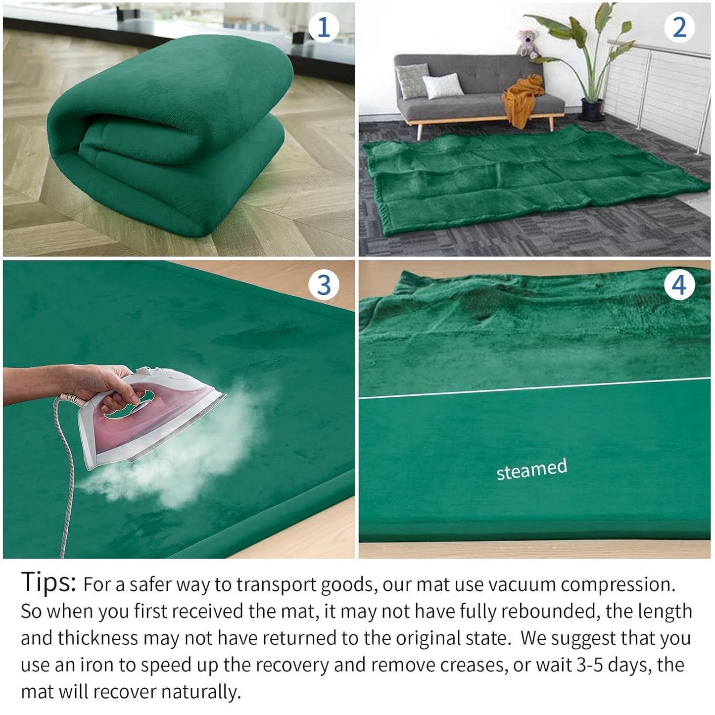 Baby Play Mat for Floor,1.3" Thick Memory foam Tummy Time Mat for Toddlers,Infants,kids,Water-Repellent Soft Nursery Rug ,71"×79" Extra Large Non Slip for Crawling&Yoga,Tatami Style for Living Room(Dark Green)