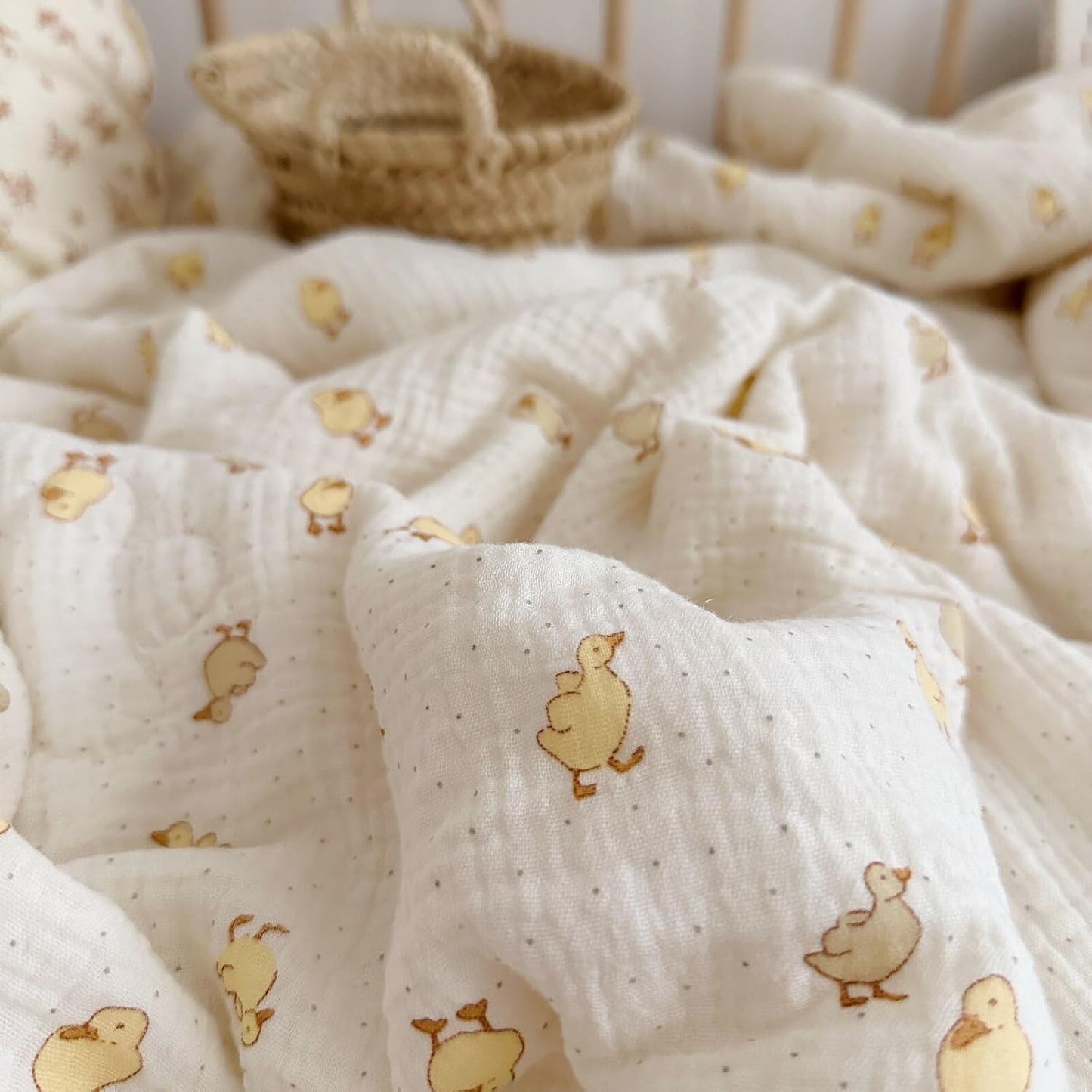 BuLuTu Duck Print Toddler Pillow Cases 20"x26", Cotton Muslin Boys Girls Pillowcase Fits Toddler Pillow Sized 16"x 22", Soft Breathable Durable Toddler Pillowcase for Kids 1-6 Year Old, 1 PC