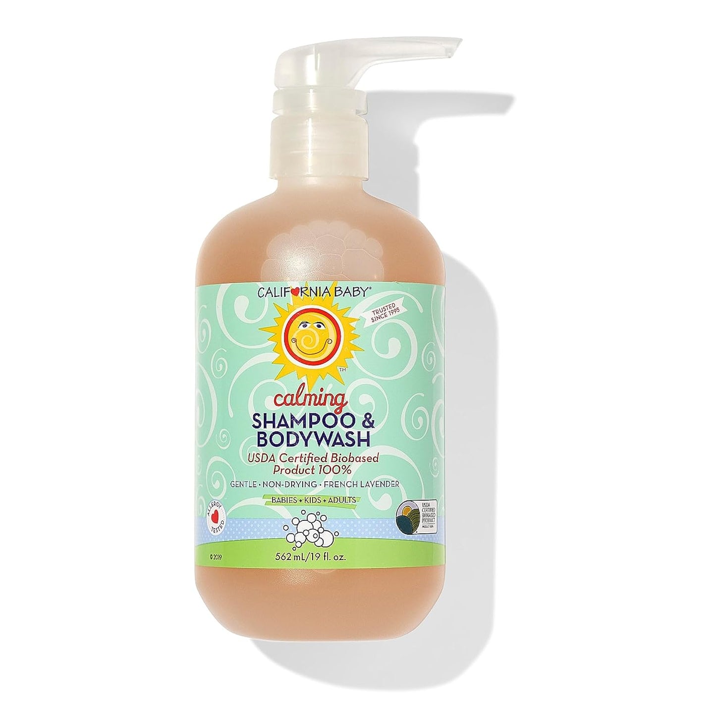 California Baby Calming Baby Shampoo + Baby Wash | 100% Plant-Based | Lavender Body Wash For Sensitive Skin | Hypoallergenic | 562 mL / 19 oz.