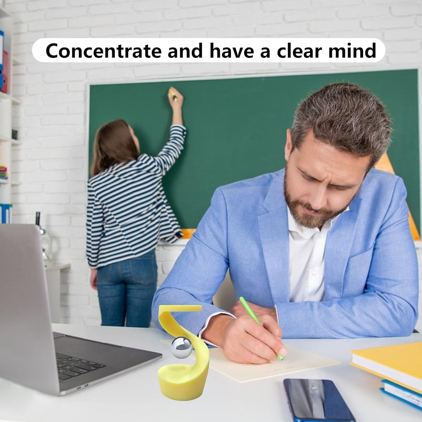 Kinetic Spinning Desk Toys,Rotating Left and Right,with a Unique Visual Illusion,Keep Focus,Relieve Stress,Executive Desk Toy Gifts for Adult Teen Children-Yellow