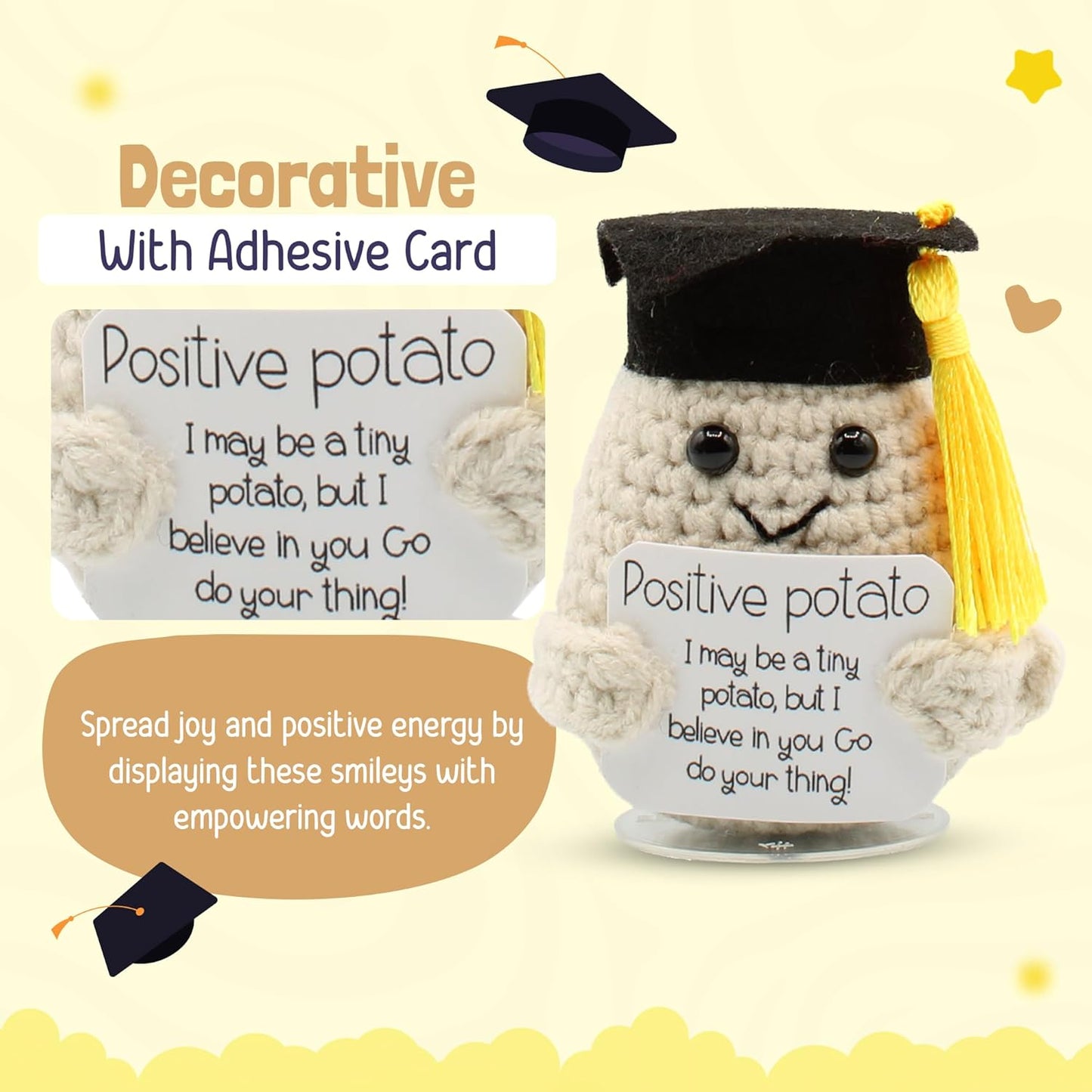 Graduation Gifts Positive Poato with Stand. Graduation Decorations, 2024 Graduation Gift. Office Desk Decor, Co Worker Gifts. Enouraging Emotional Su
