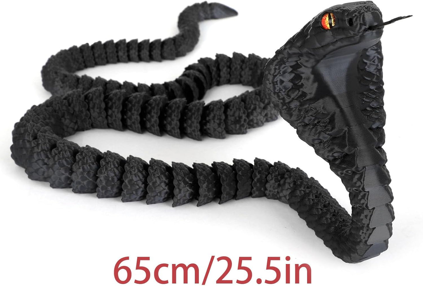 25" 3D Printed Snake, 3D Printed Fidget Animals,3D Crystal Snake Flexible Joints Home Decor Executive Desk Toys,Home Office Decor Executive Desk Toys for Autism/ADHD