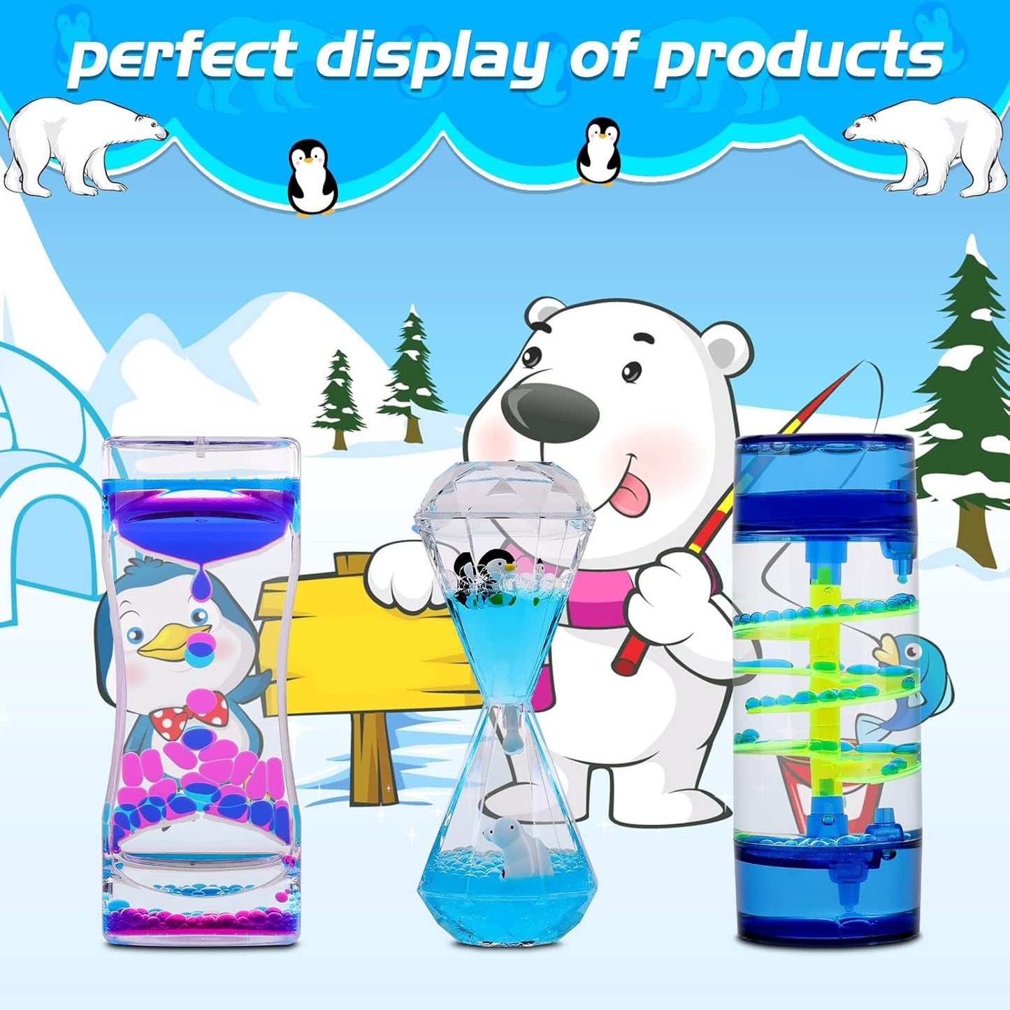 XINBAOHONG Liquid Motion Bubbler for Kids and Adults 3-Pack Hourglass Liquid Bubbler Timer for Sensory Play Fidget Toy Stress Management Desk Decor