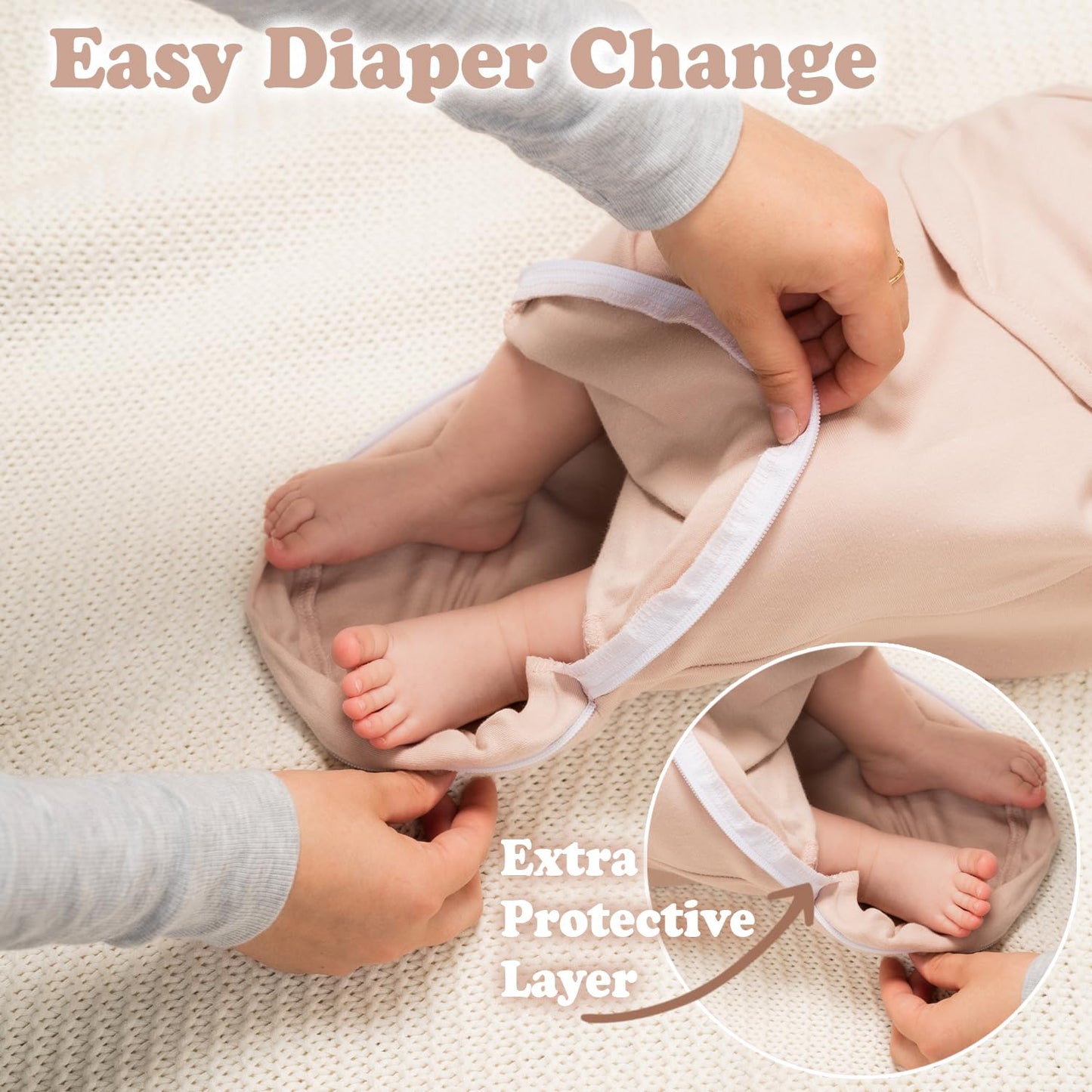 Bublo Baby Organic Swaddles for Newborns – Zipper Swaddles 0-3 Months, 3-Pack – Infant Sleep Sack with Zipper – Adjustable & Breathable Swaddle Blanket Wrap for Newborn Girls (Dusty Pink)