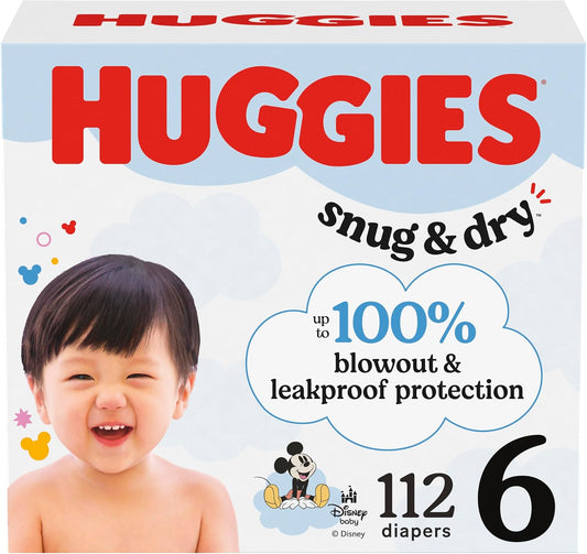 Huggies Size 6 Diapers, Snug & Dry Baby Diapers, Size 6 (35+ lbs), 112 Count, Packaging May Vary