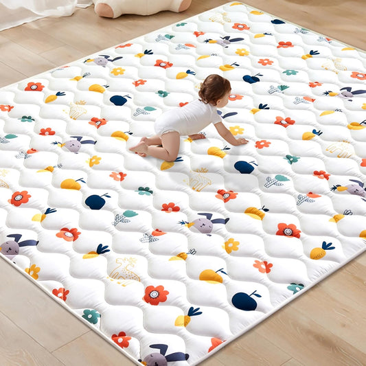 Odorless Premium Foam Baby Play Mat 79" x 59", Soft Microfiber Fabric Crawling Mat for Floor- Comfortable and Hypoallergenic, Non-Slip Cushioned Floor Playpen mat for Infants,Babies,Toddlers