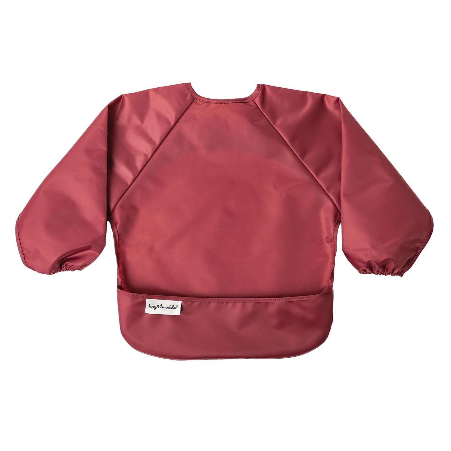 Tiny Twinkle Mess Proof Baby Bibs, 2pk Waterproof Smock Baby Bibs for Eating, Machine Washable Long Sleeve Bibs, Baby Led Weaning, Toddler Bibs, BLW Supplies (Rose Burgundy, Small 6-24 Months)
