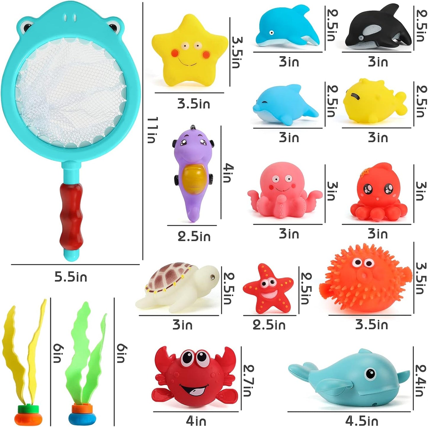 Shindel 16 PCS Baby Bath Toys, Floating Pool Toys for Kids Toddler Boys Girls