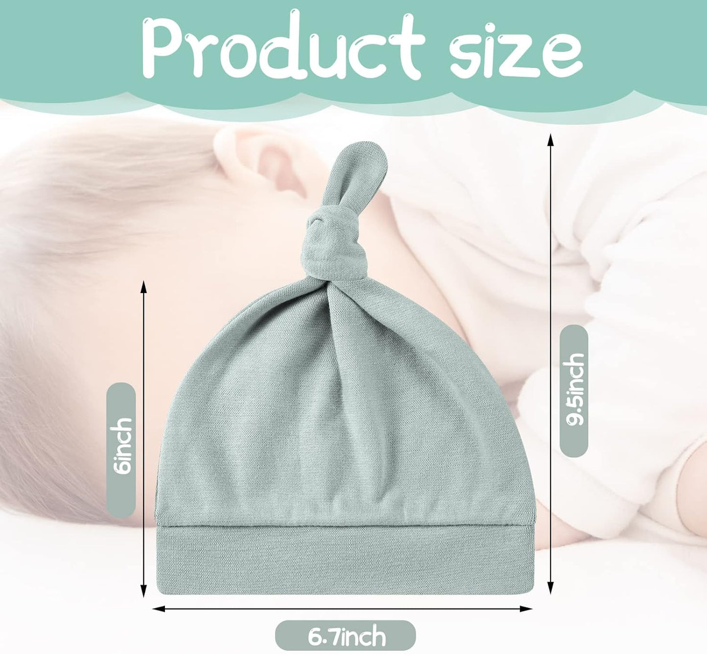 10 Pcs Baby Newborn Hats Set Stretchy Knot Beanie Hats for Boy Girl Baby Cute Cap Infant Beanies, 10 Colors, 0-6 Months