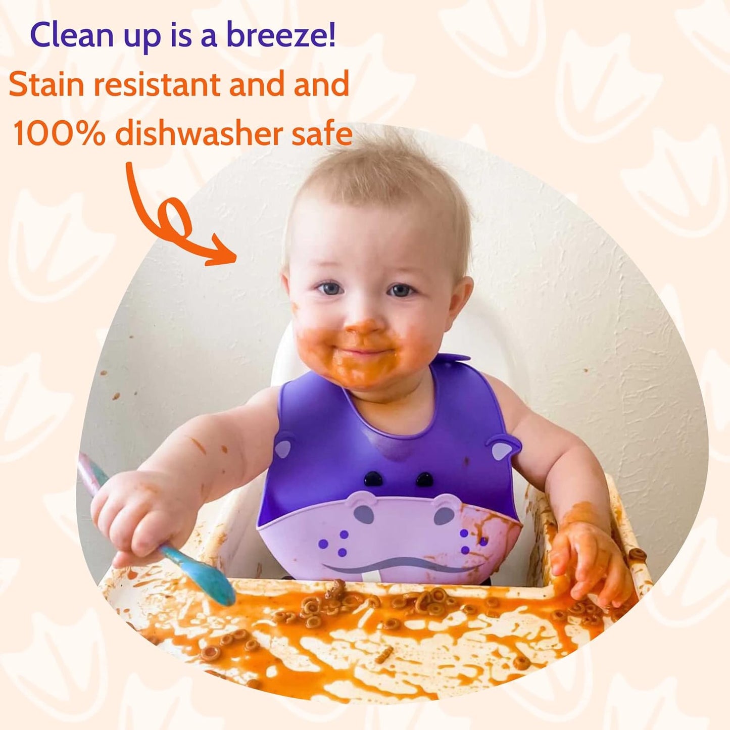 Silly Goose Set of 3 Silicone Animal Baby Bibs for Babies and Toddlers, Waterproof, Adjustable, Soft, Extra Wide Food Catcher Pocket (3PK Fox+Bear+Hippo)