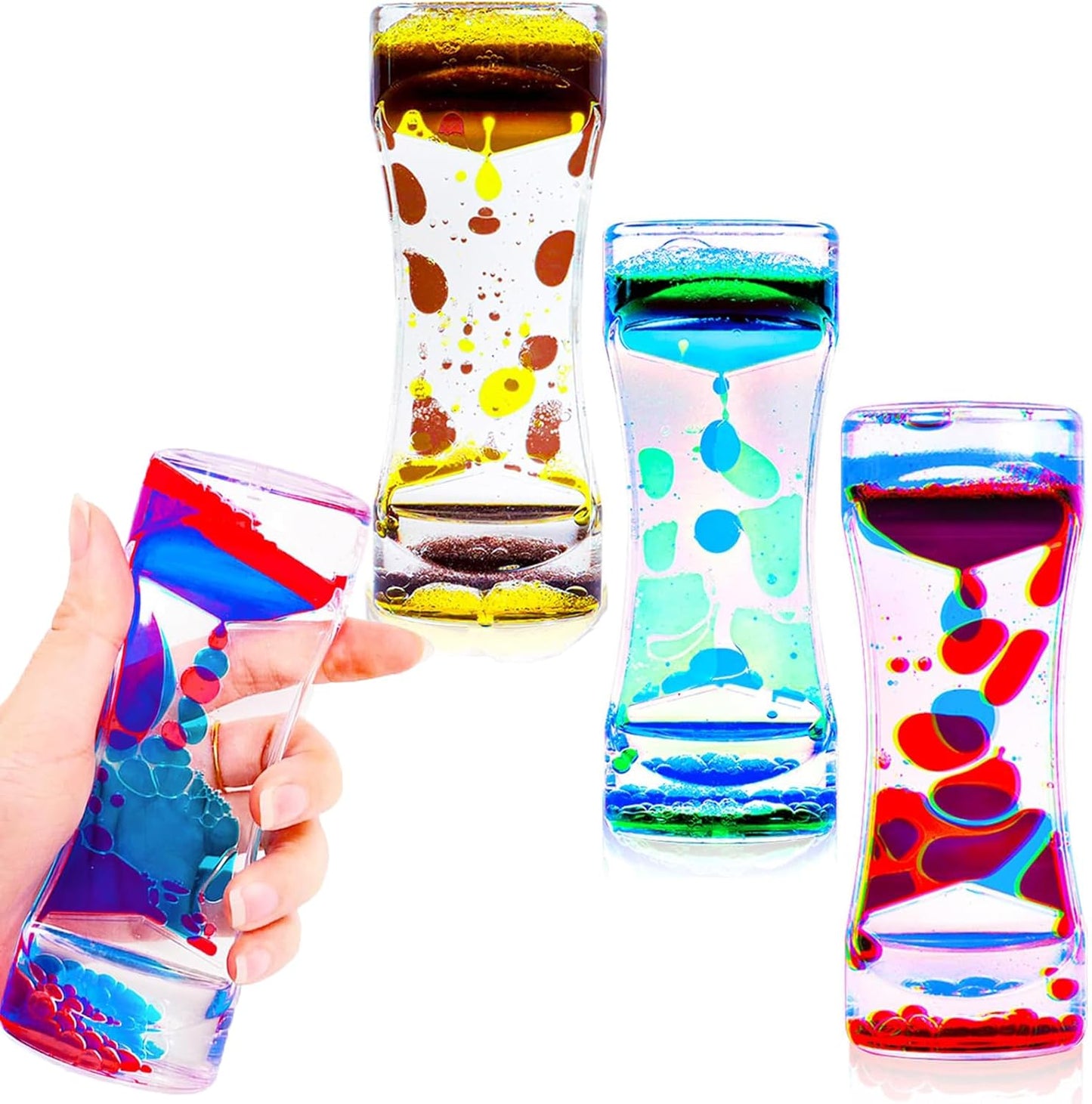 Liquid Motion Bubbler Sensory Toys,3 Pack Liquid Timer Desktop Colorful Hourglass Liquid Bubbler, Small Calming Relaxing Toys Sensory Anxiety Autism ADHD Fidget Toys