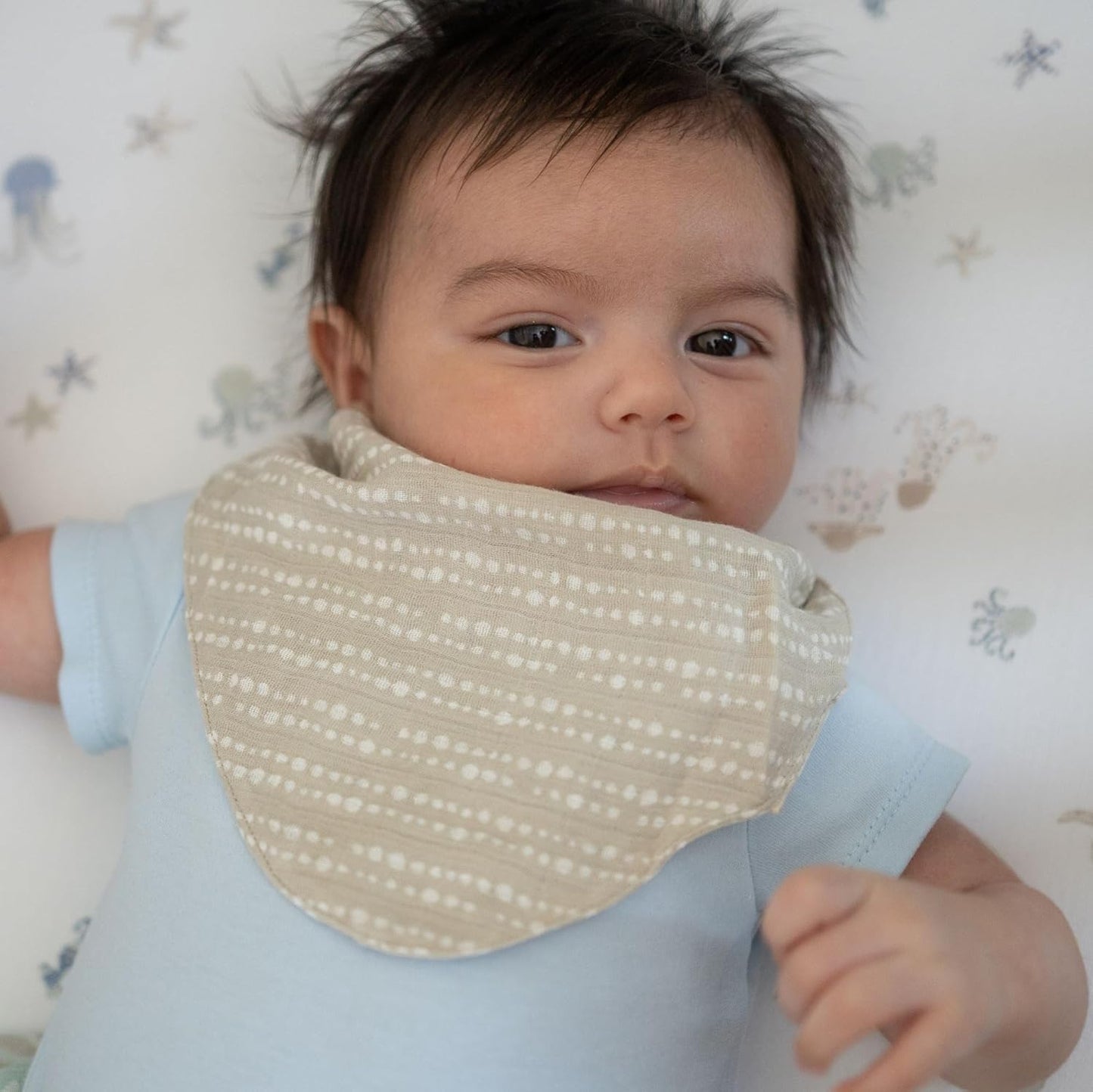 Crane Baby Bib Set, 100% Cotton Baby Bibs, Set of 3 Sea Life Cotton Muslin Bibs, Bandana Bibs Baby Bibs For Eating, Baby Eating Essentials, Drool Bibs, Baby Boy or Baby Girl Gifts, Newborn Bibs