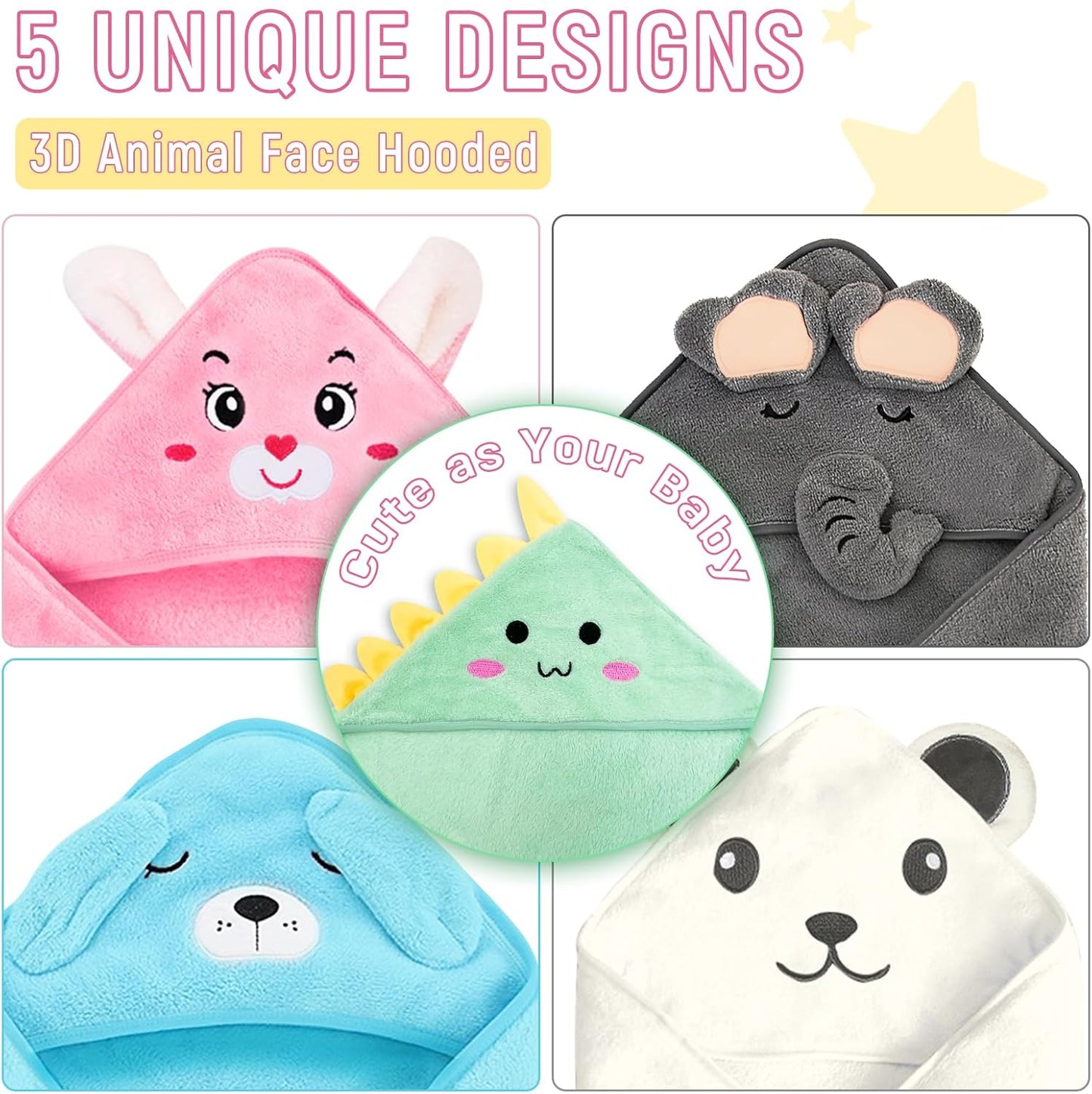 Personalized Baby Towels Hooded with Name, Custom Toddler Bath Towel with Hood for Girl Boy, Warm Swaddle Blanket, Customized Newborn Gifts - Embroidered (Pink Rabbit)