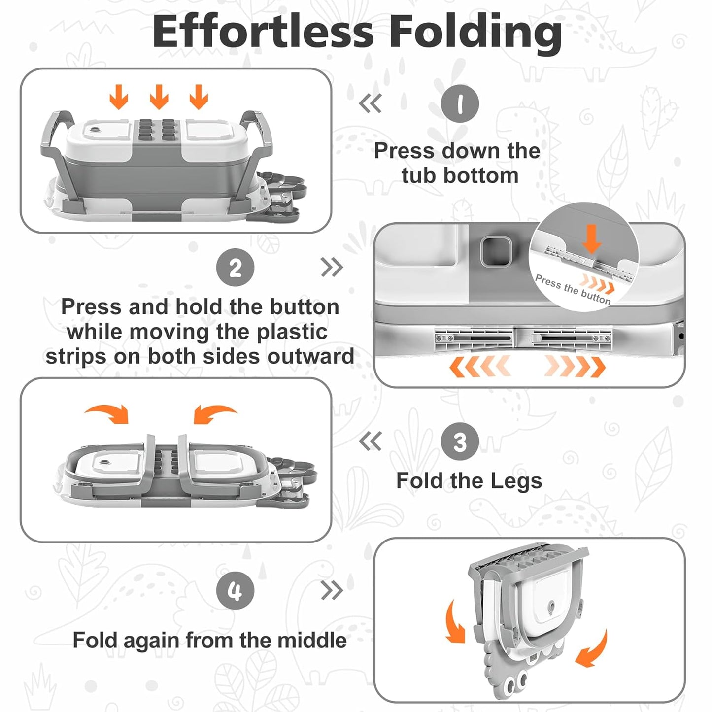 TPN Collapsible Baby Bathtub, Baby Bath Tub with Soft Cushion & Real-Time Thermometer, Baby Bathtub Infant to Toddler Tub (0-36 Months), Portable Newborn Travel Bath tub