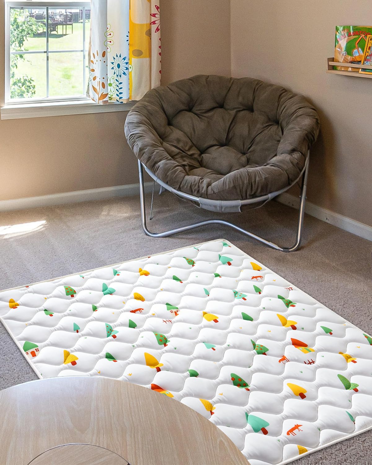 Odorless Premium Foam Baby Play Mat 36" x 36", Soft Microfiber Fabric Crawling Mat for Floor- Comfortable and Hypoallergenic, Non-Slip Cushioned Floor Playpen mat for Infants,Babies,Toddlers