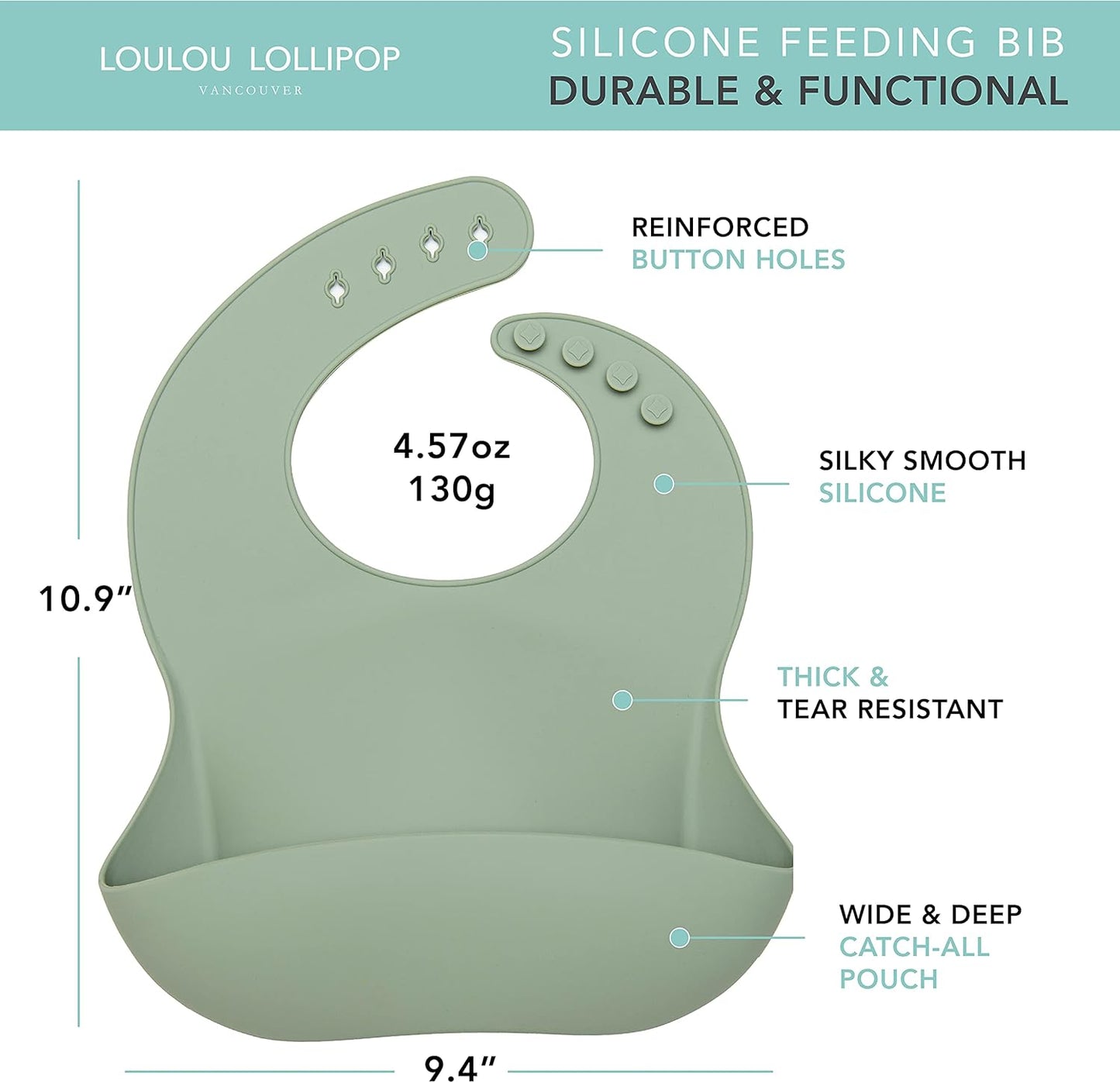 Loulou Lollipop Soft, Waterproof Silicone Feeding Bib