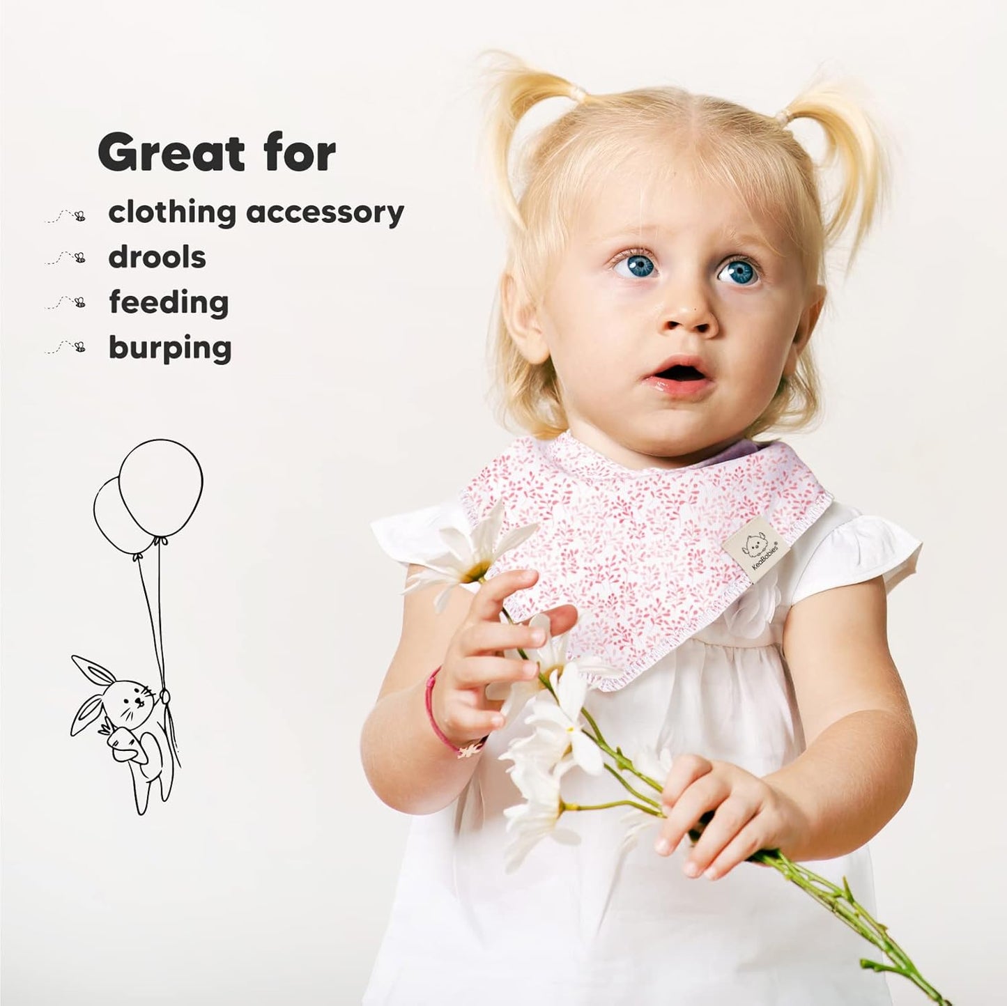 10-Pack Organic Baby Bandana Bibs for Girls - Super Absorbent Triangle Baby Bibs for Drooling and Teething Infant, 100% Cotton Extra Soft for Newborn, Infant 0-36 Months (Tea Party)