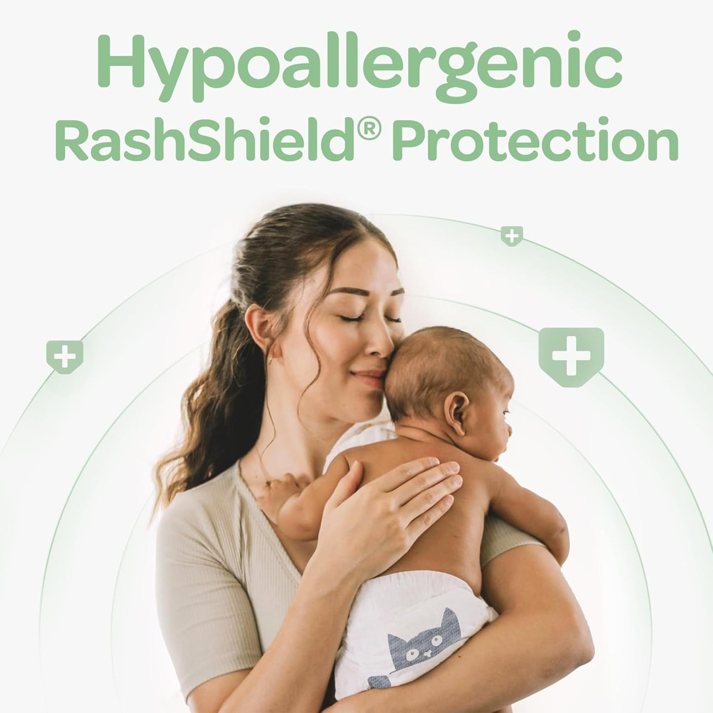 Parasol Clear+Dry Disposable Diapers, RashShield Protection and Leak-Control Fit, Hypoallergenic Diapers, Size 5 (26-36 lbs), 192 Count