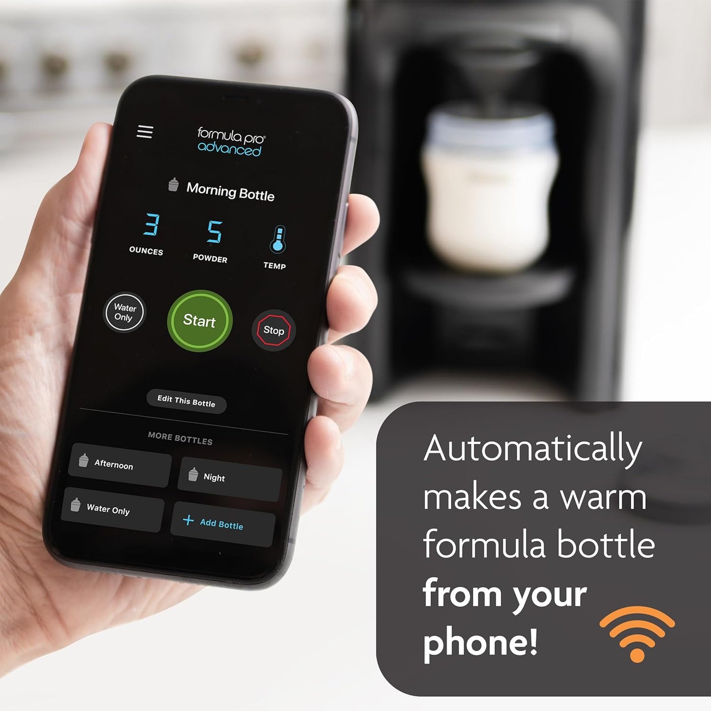 Baby Brezza Formula Pro Advanced WiFi Formula Dispenser - Automatically Mix a Warm Formula Bottle From Your Phone Instantly – Easily Make Bottle With Automatic Powder Blending Machine, Black