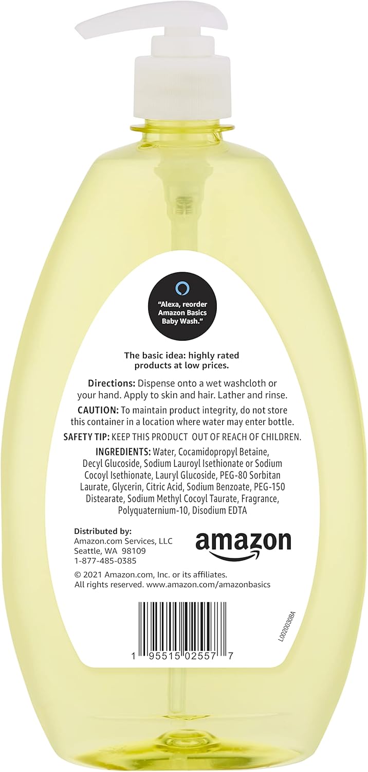 Amazon Basics Tear-Free Baby Hair and Body Wash, 27.1 Fluid Ounce, Lightly Scented, 1-Pack (Previously Solimo)