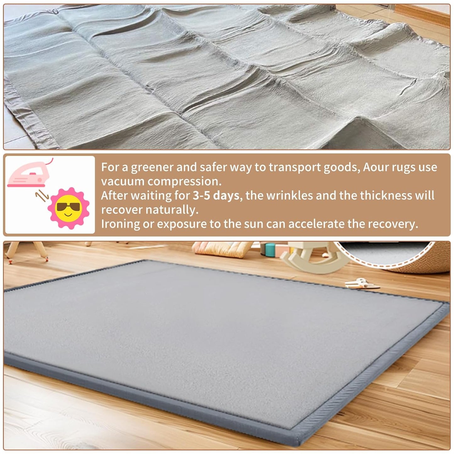 Baby Play Mat for Floor - 1.4" Thick Memory Foam Rug, 50"x50" Playpen Tummy Time Mat, Soft Velvet Nursery Rug, Large Padded Crawling Mat, Cushioned Pads for Playroom Toddlers, Infants, Yoga, Tatami