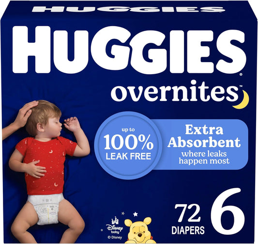 Huggies Size 6 Overnites Baby Diapers: Overnight Diapers, Size 6 (35+ lbs), 72 Ct, Packaging May Vary