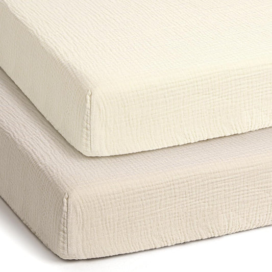 lulumoon Pack and Play Sheets Muslin: Cotton Fitted Sheets for Chicco Pack N Play - Soft Playard Sheets for Boys and Girls 2Pack