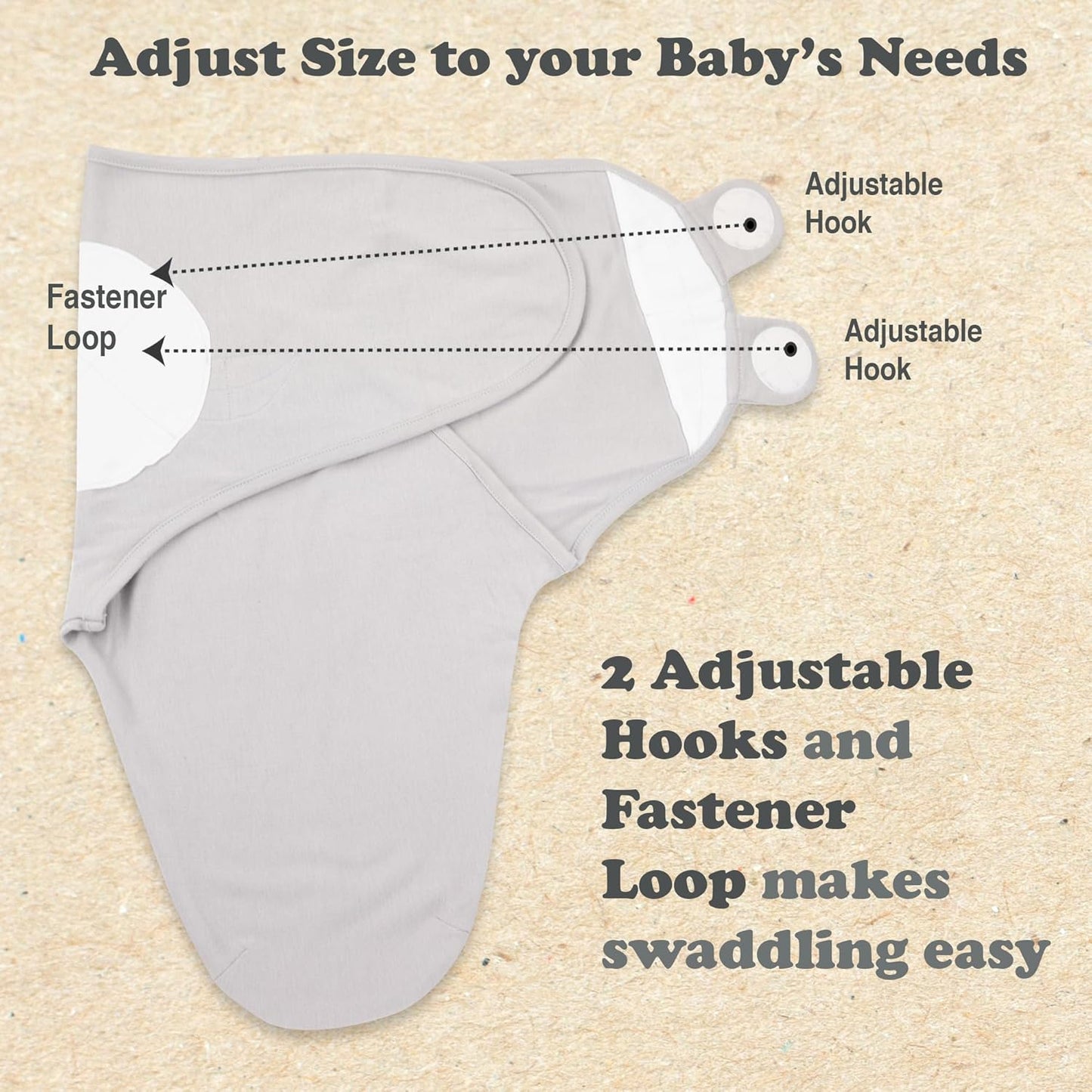 Bublo Baby Swaddles for Newborns - 3 Pack Baby Swaddles for 0-3 Months - Baby Swaddle Sleep Sack - Infant Sleeping Swaddle Sack - Adjustable Swaddle Blanket Wrap Boy Girl (Pastel Grey-White Solid)