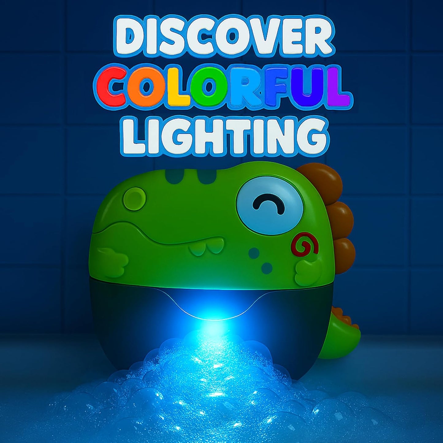 Bath Bubble Machine - Bubble Bath Maker with Lights & Music - Baby Bath Toys Bubble Maker for Bathtub - Dinosaur Toys for Kids 2-4, Strong Suction BPA Free