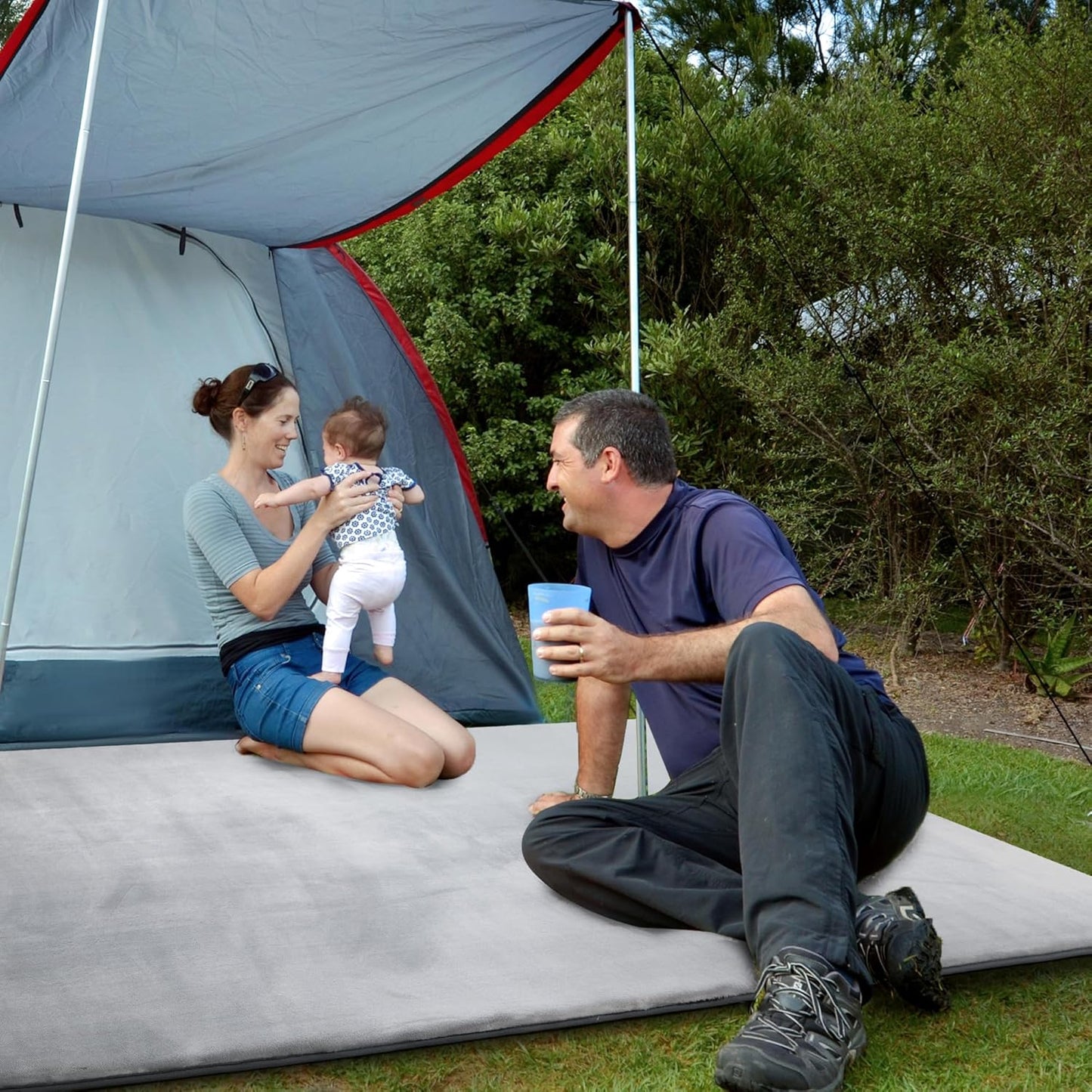 BALAPET Thick Memory Foam 71x59 Play Mat for Playpen, Super Soft Velvet Portable Baby Playpen Mat for Kids Toddler Crawling and Play, Non-Slip Bottom Playmat, Grey