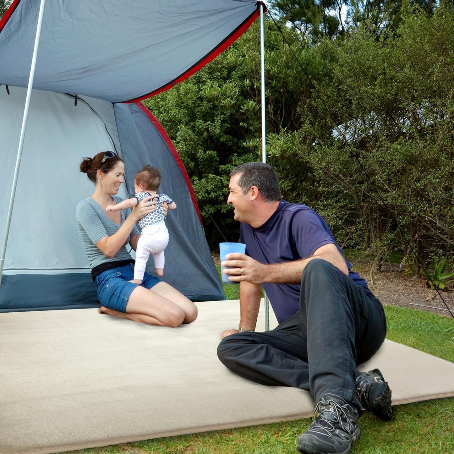 BALAPET Thick Memory Foam 71x59 Play Mat for Playpen, Super Soft Velvet Portable Baby Playpen Mat for Kids Toddler Crawling and Play, Non-Slip Bottom Playmat, Cream