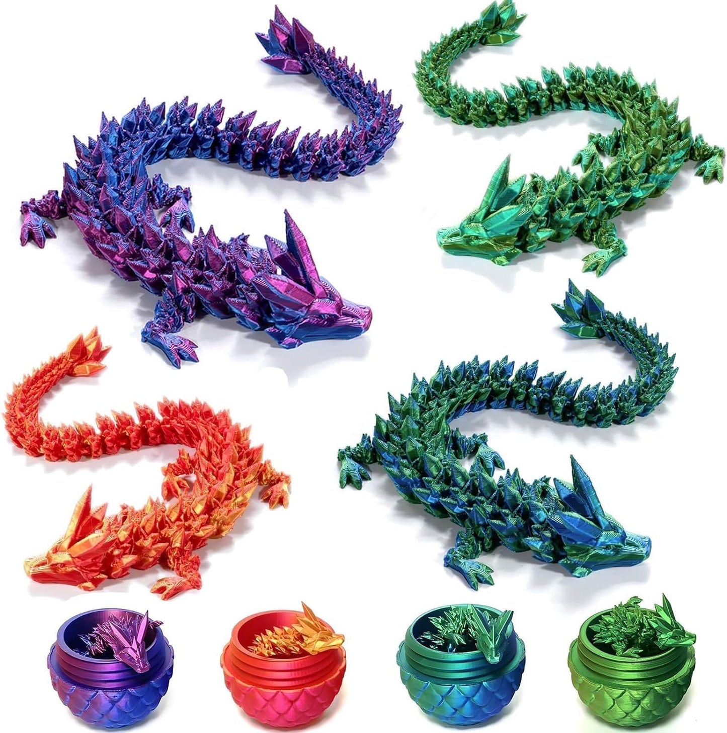 3D Printed Dragon Egg,Easter Egg,3D Printed Articulated Dragon with Dragon Inside,Crystal Dragon Fidget Toy Adults Fidget Toys Mystery Dragon Egg for Autism/ADHD (Pure Purple)