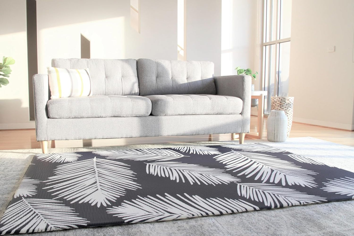 Cushmat Stylish Reversible Foam Play Mat (Large, Alpha - Palm Char) - Soft, Waterproof, Durable Play mat for Infants, Babies, Toddler, Kids & Grownup - 6.5ft x 4.5ft