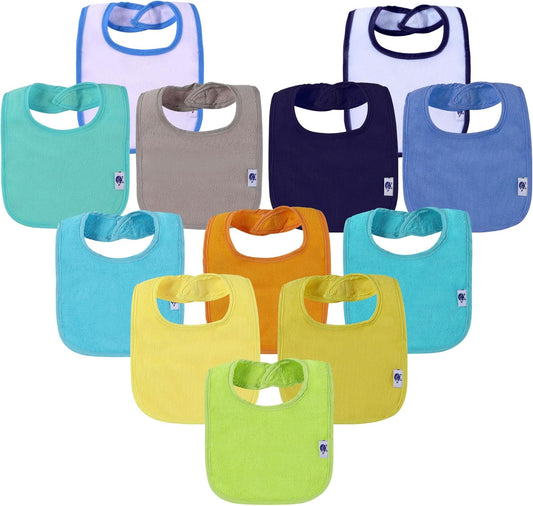 SPINFOX Waterproof Baby Bibs for Girls, Boy, Unisex Drool Bib Cotton Solid Knit Infant Feeding Bibs