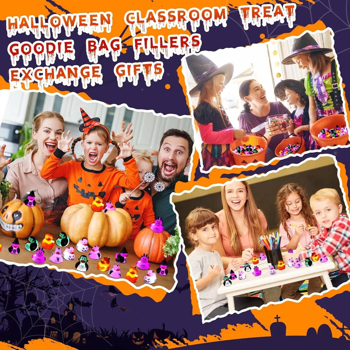 Halloween Rubber Duckies in Bulk Glow in The Dark Rubber Ducks Light up Halloween Mini Duckies Bath Toys for Halloween Party Favor Decor Pool Bathtub Baby Shower Toy Gifts for Kids(12)