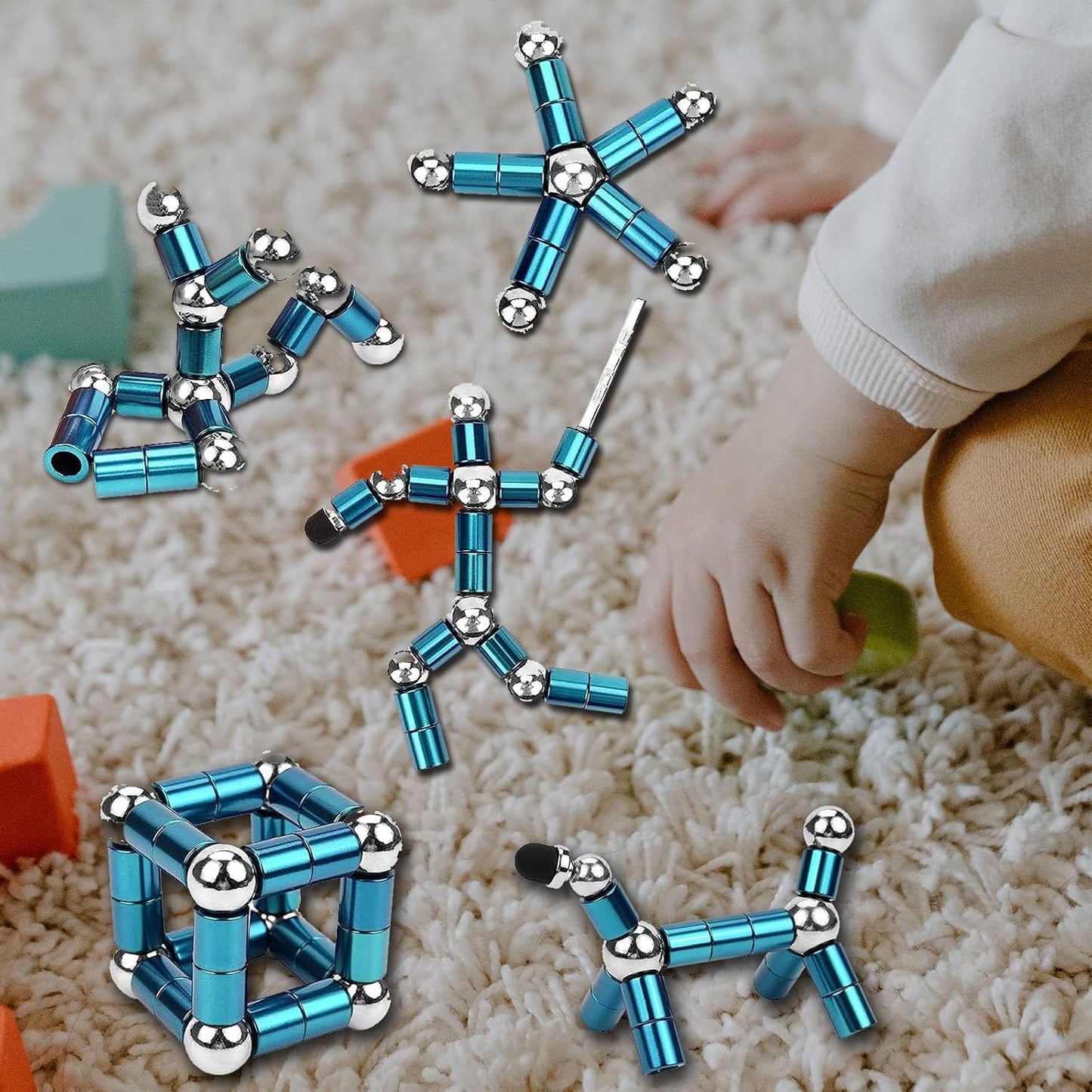 Fidget Pen,Magnetic Pen， Decompression Magnetic Toy Pen，Magnet Pen Fidget Toy Relieve Pressure Novel Toy Gift for Kids or Friends! (Big Blue)