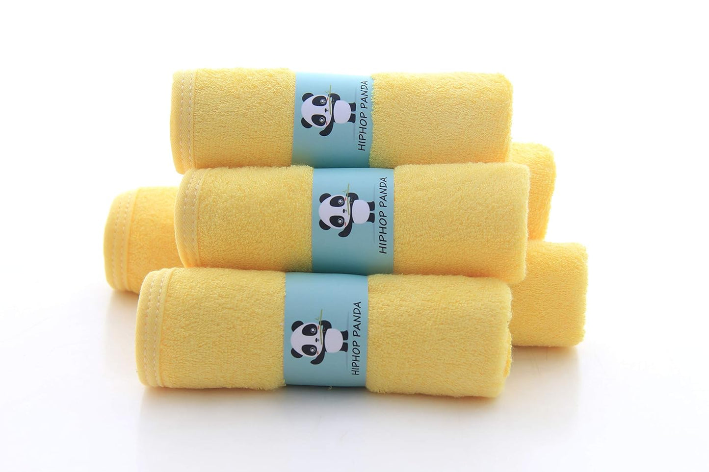 HIPHOP PANDA Baby Washcloths, Rayon Made from Bamboo - 2 Layer Ultra Soft Absorbent Newborn Bath Face Towel - Reusable Baby Wipes for Delicate Skin - Yellow, 6 Pack