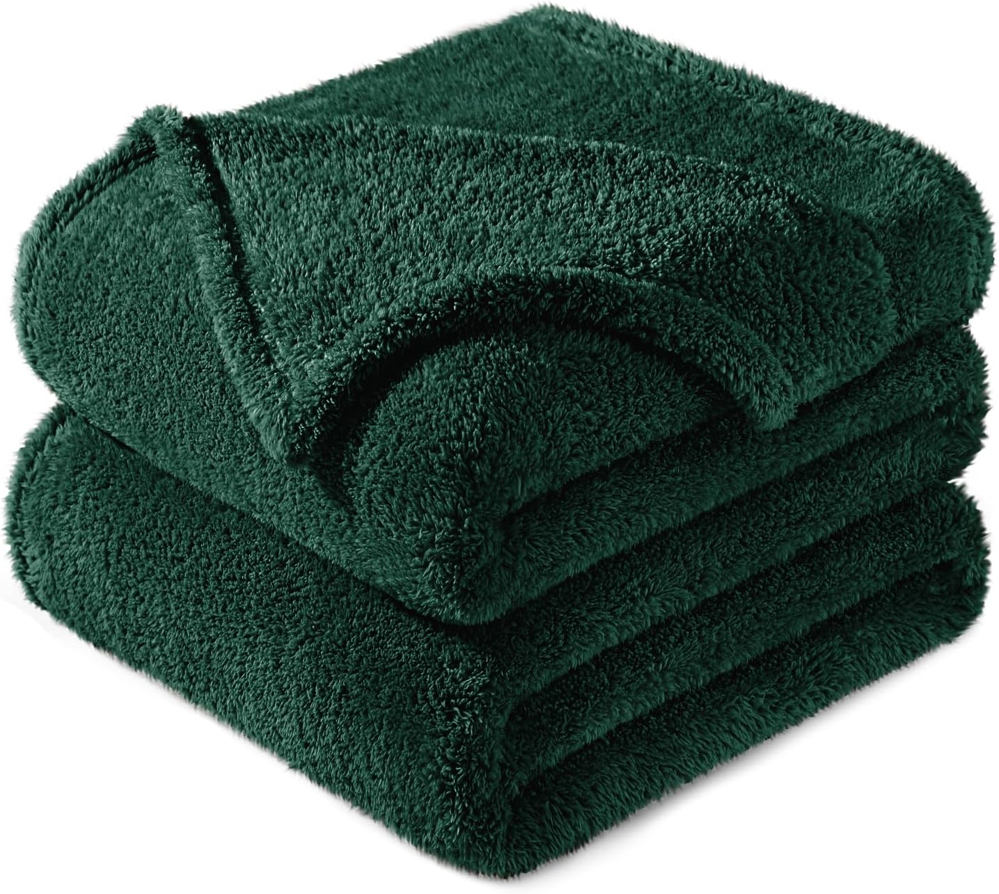 Exclusivo Mezcla Queen Size Flannel Fleece Blanket, Super Soft Velvet Plush Bed Blanket, Fuzzy Cozy and Warm for All Seasons, 90x90 Inches, Forest Green