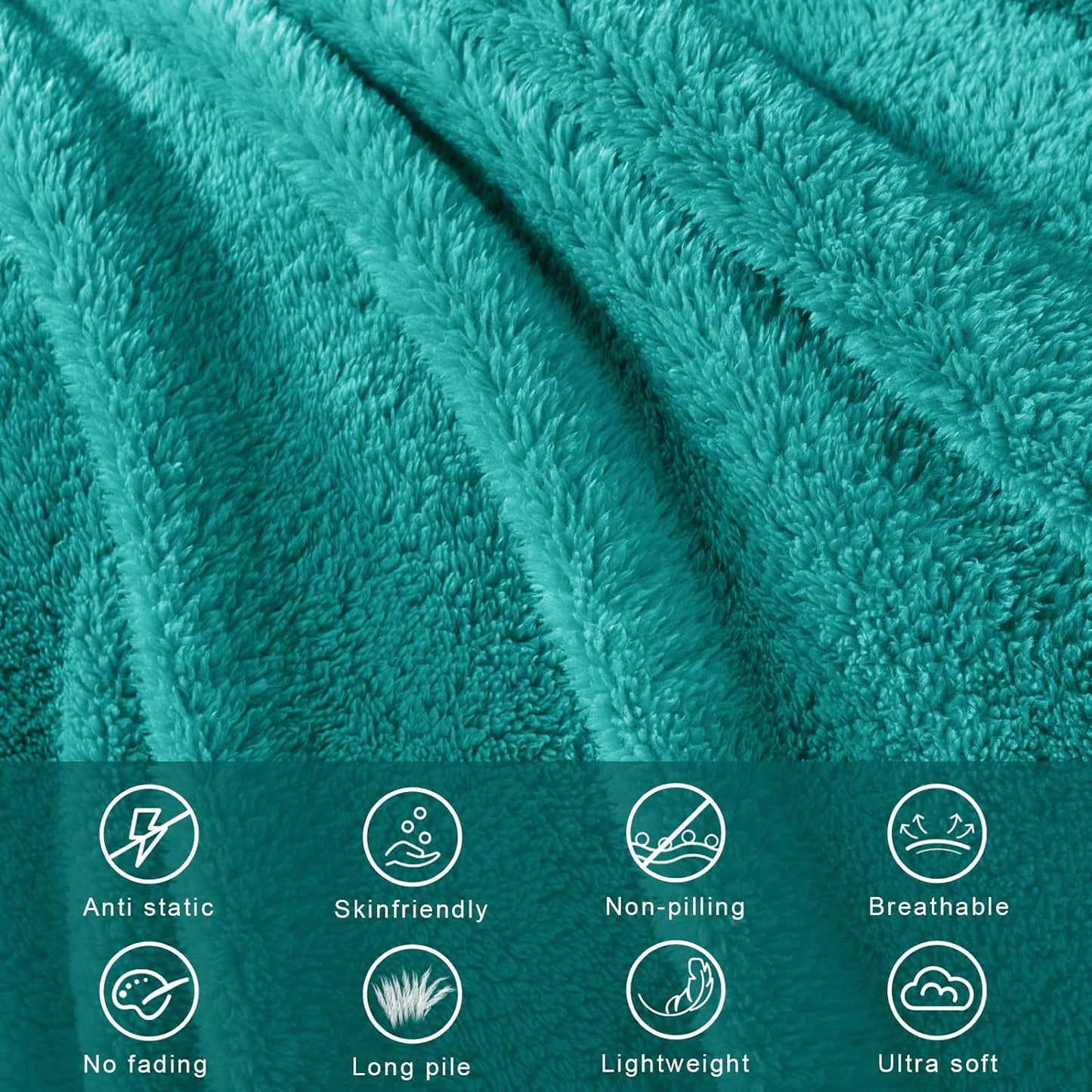 Exclusivo Mezcla Twin Size Flannel Fleece Blanket, Super Soft Velvet Plush Bed Blanket, Fuzzy Cozy and Warm for All Seasons, 60x80 Inches, Teal