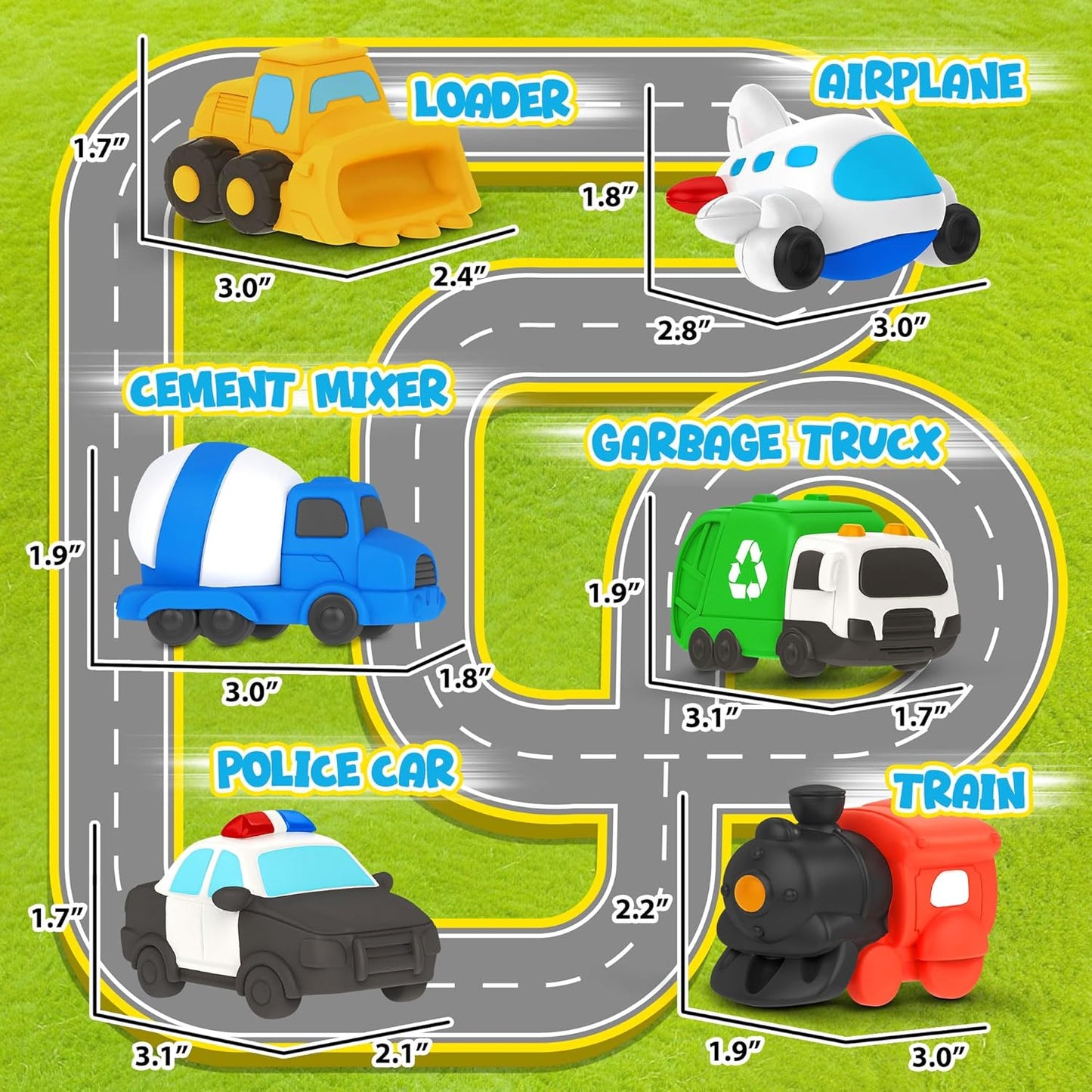 6 PCS Vehicle Floating Bath Toys Mold Free Infant Bath Tub Toys for 12 Months - No Hole Bathtub Toys for Toddlers 1-3 Water Pool Toys for Baby Toddler Ages 1+