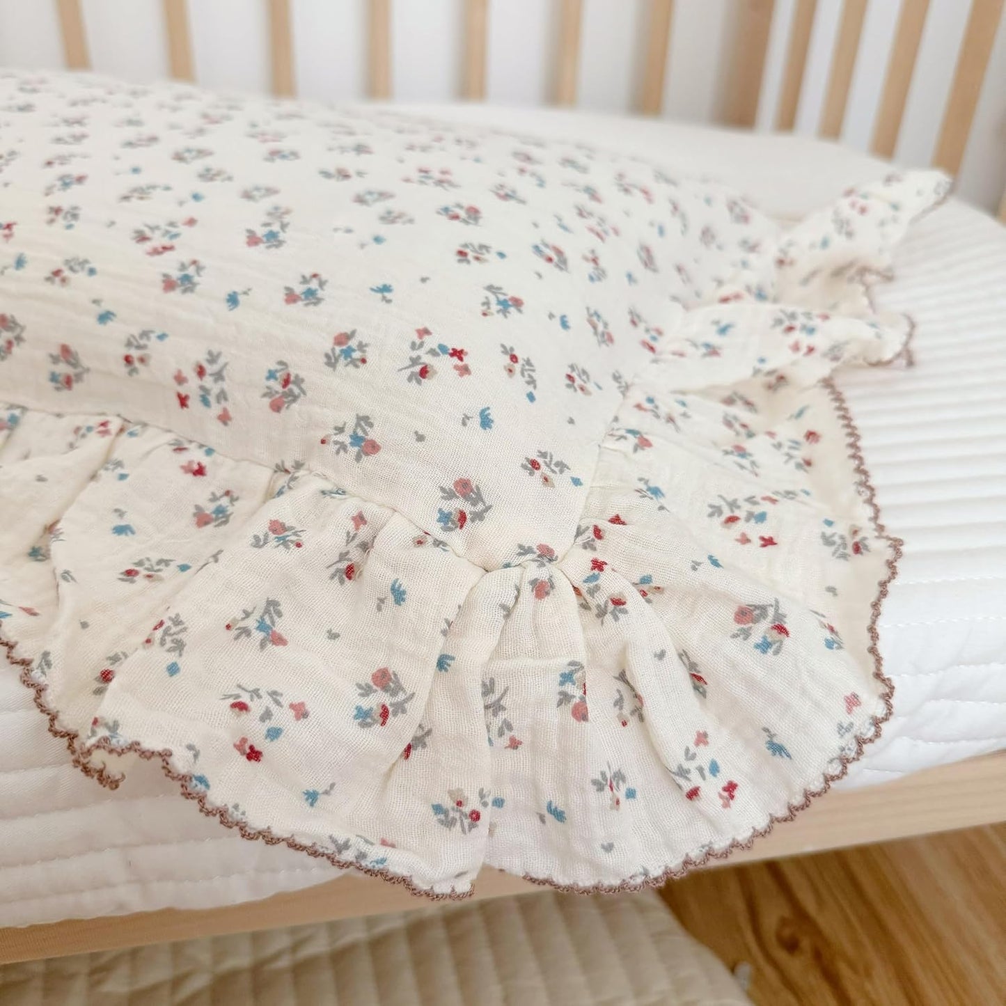 BuLuTu Girls Boys Kids Pillowcase Standard Size, Floral Pattern, 20"x26", 1 pc, Soft Breathable Muslin Cotton Toddler Bed Pillow Cases Kids Bedding Room Decor, Envelope Closure