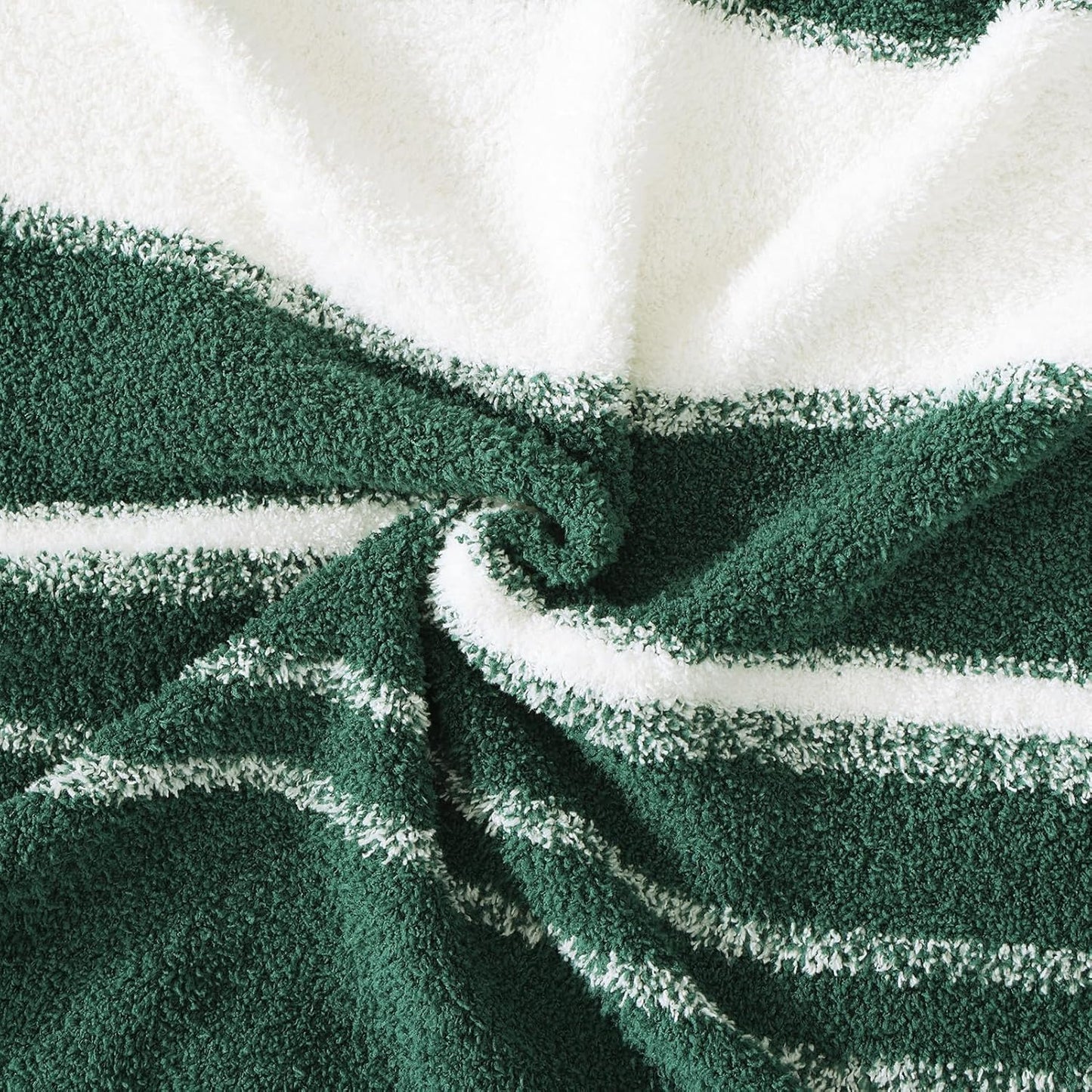 WRENGONGE Dark Green Throw Blanket, 50x70 Soft Cozy Striped Throw Blankets for Couch, Sofa, Bed, Travel, Lightweight Fluffy Warm Plush Decorative Blankets for Women, Men,Kids Gift