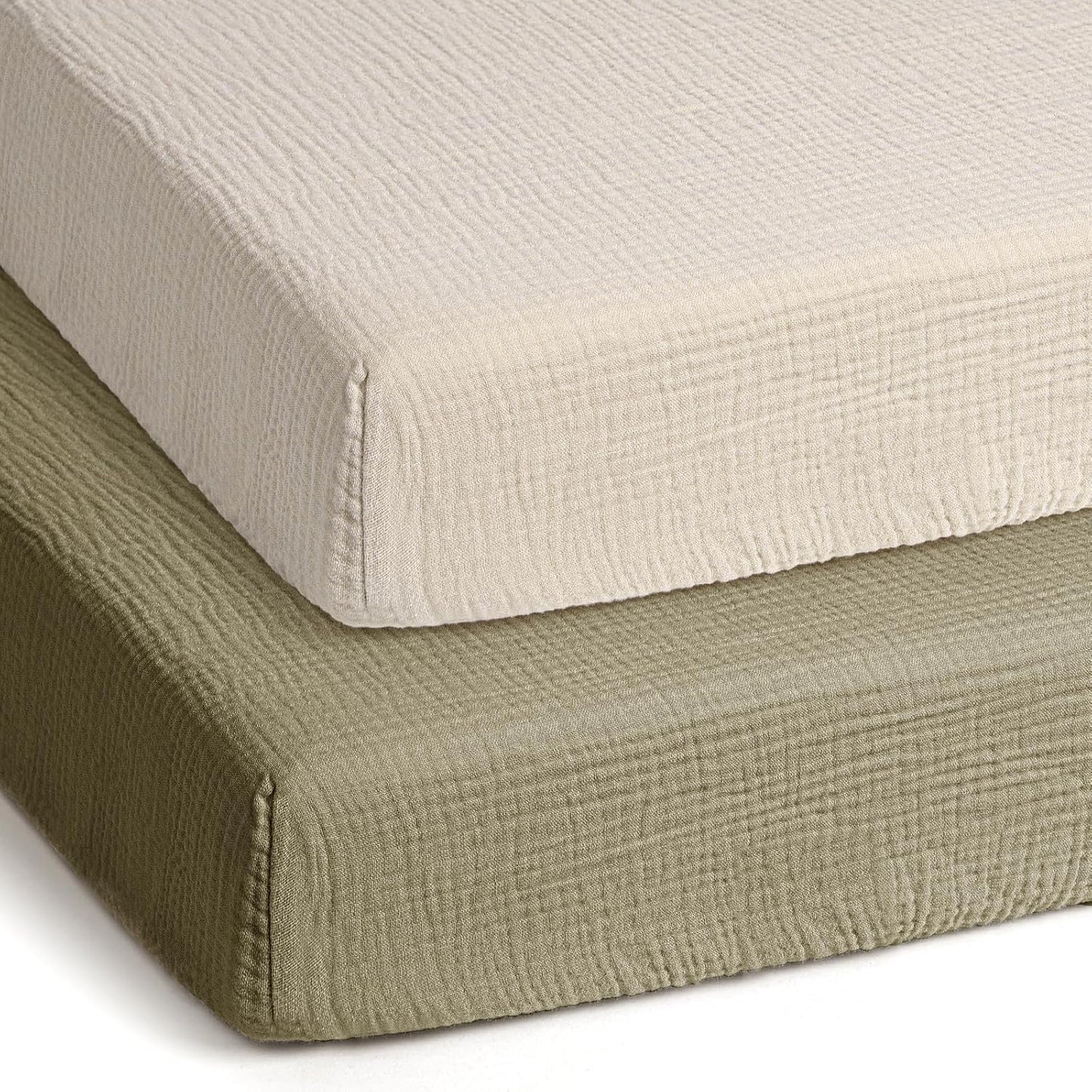 lulumoon Pack and Play Sheets Muslin: Cotton Fitted Sheets for Chicco Pack N Play - Soft Playard Sheets for Boys and Girls 2Pack